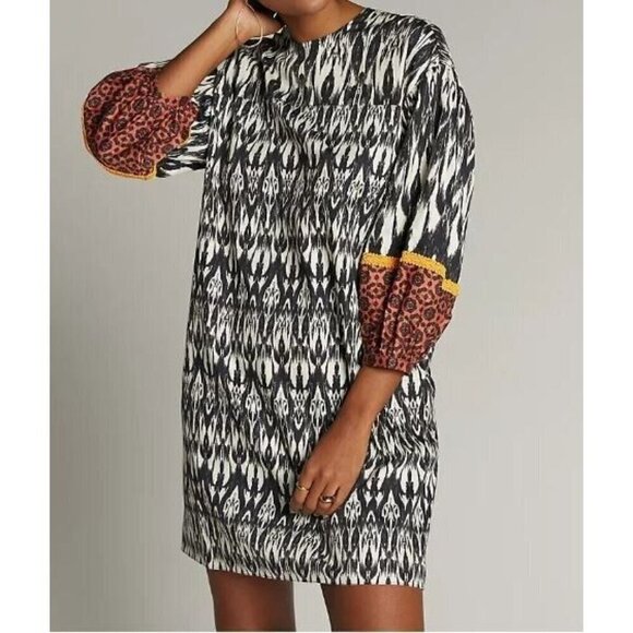 Anthropologie Sachin and Babi Caralisa Tunic Dress Womens Large Ikat Puff Sleeve - Picture 1 of 9